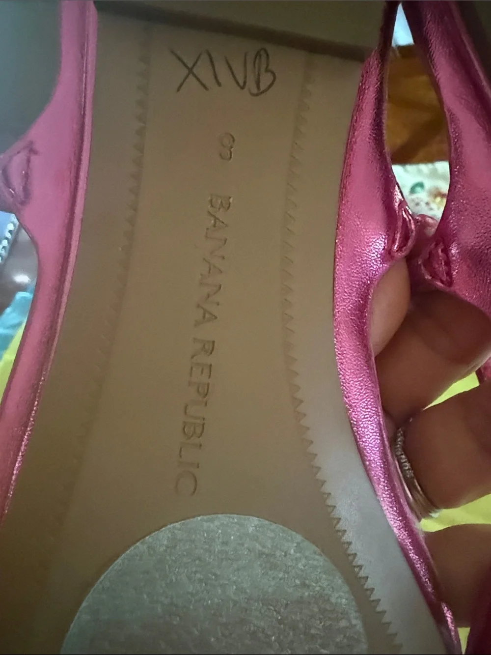 Banana Republic Metallic Fuchsia T-Strap Sandals